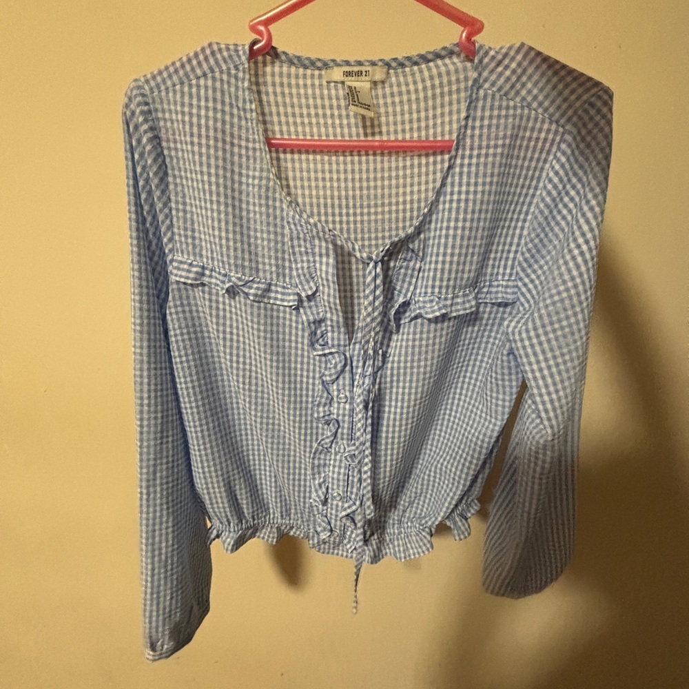 Forever 21 Blue Checkered Blouse